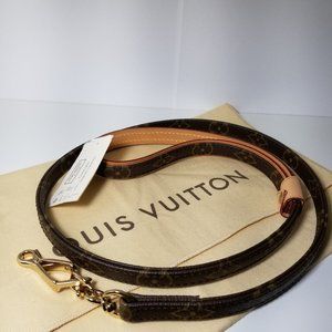 LOUIS VUITTON Dog Leash Lead Brown Beige Monogram Coated Leather Baxter MM